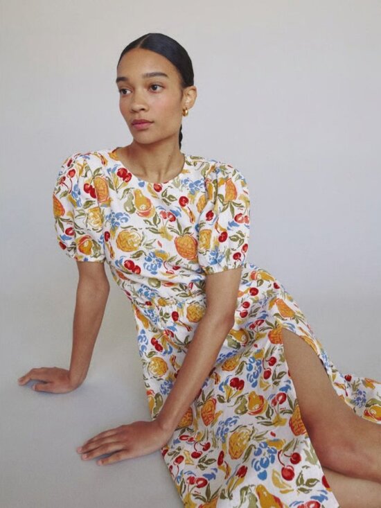 Reformation Dresses & Skirts - Reformation Anneliese Linen Midi Dress Fruit Cocktail Size 10